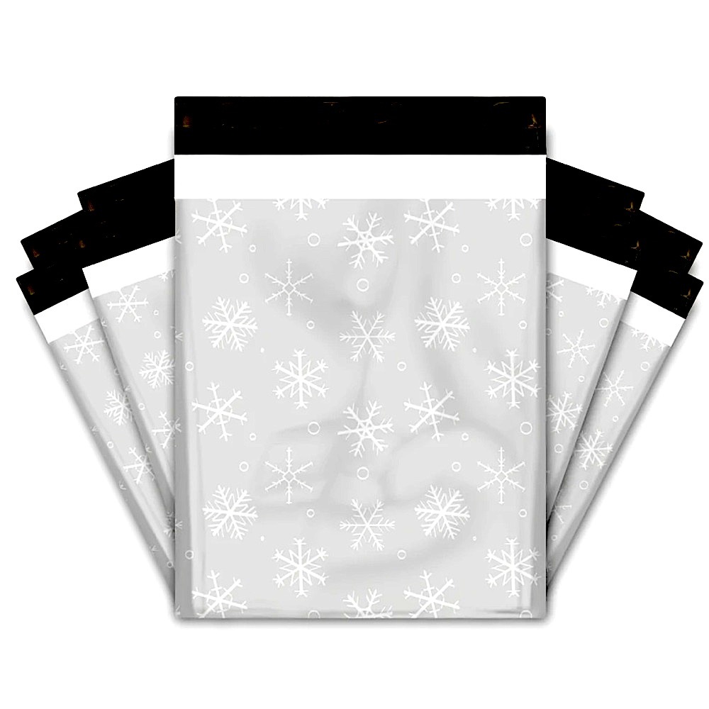 3 LEFT❄️10 Large Designer Winter Snowflake Poly Mailers 12 x 15 inch